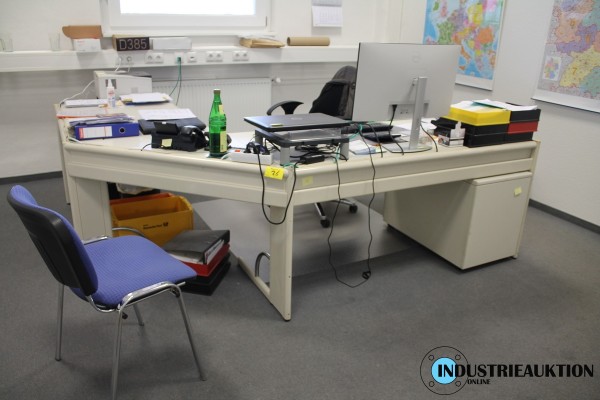 Schreibtisch-Winkelkombination beige